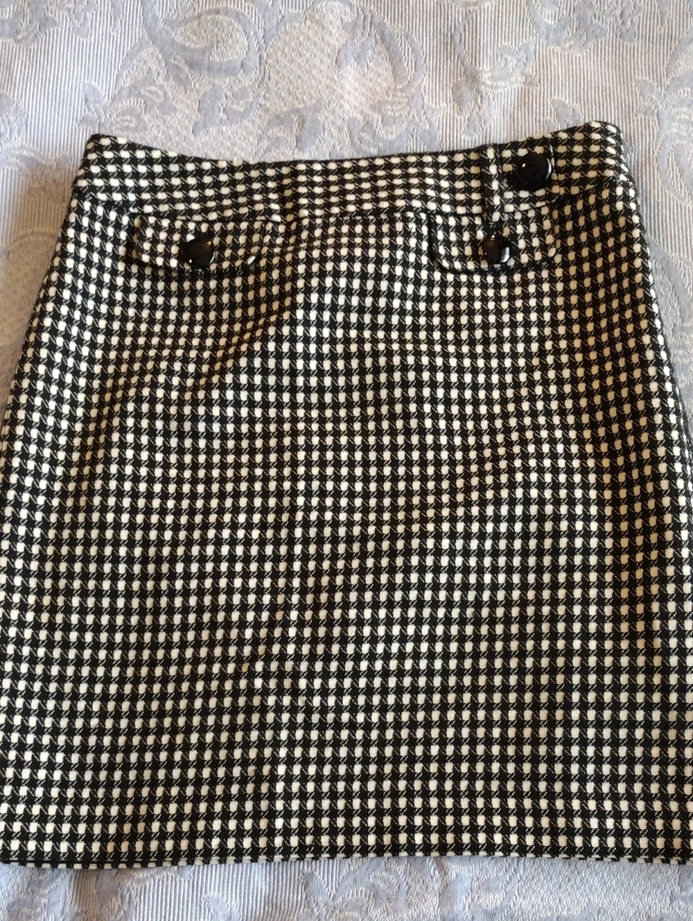 Ann Taylor Black and White Houndstooth Mini Skirt
